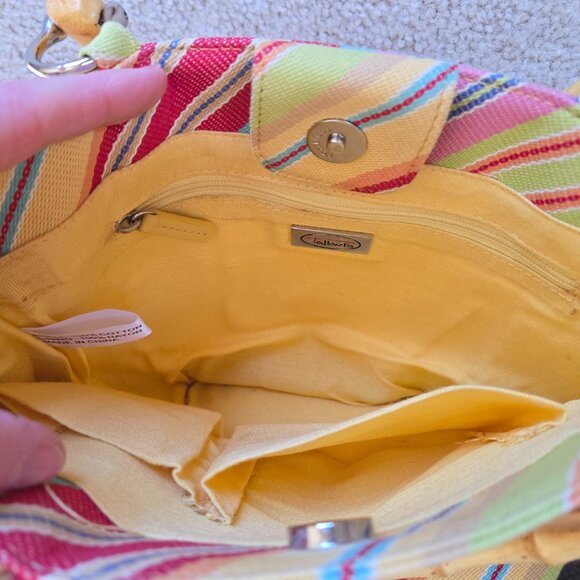 Talbots Colorful Stripe Bag with Bamboo Handles - Picture 4 of 8